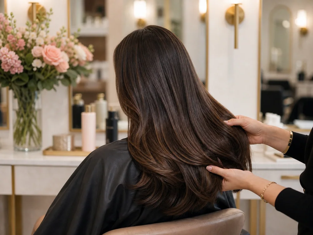 Resultado de tratamento capilar hidratante em cabelo comprido e brilhante